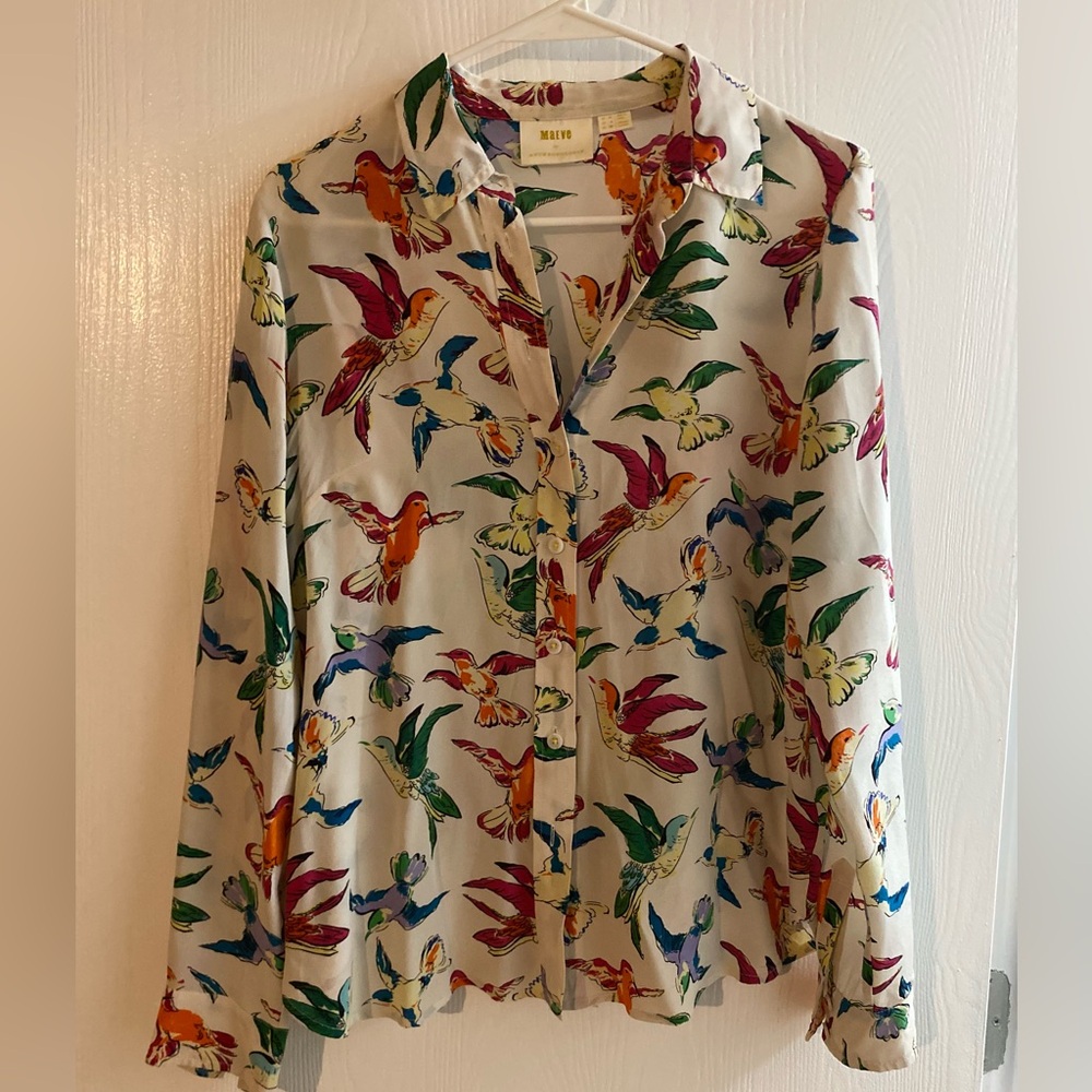 Maeve by Anthropologie Blouse with Colorful Bird Print - Picture 4 of 5